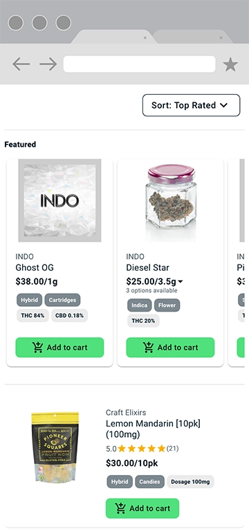 Rank Really High - Jane Native Cannabis eCommerce Menu